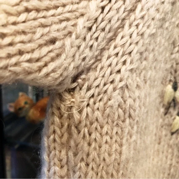 Vintage Hand Knited Cardigan Mohair Sweater Made in Italy Floral Emroidery S/M/L - Picture 9 of 12